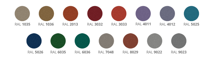 Perls colours RAL-cost option Image showing the available pearl colours for security doors of Alluserr Industrie - cost option