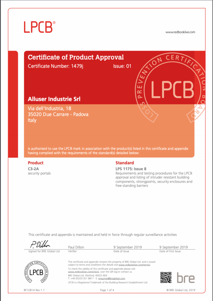 LPS1175 issue 8 SR1 SR2 SR3 Certificate of C3 portal